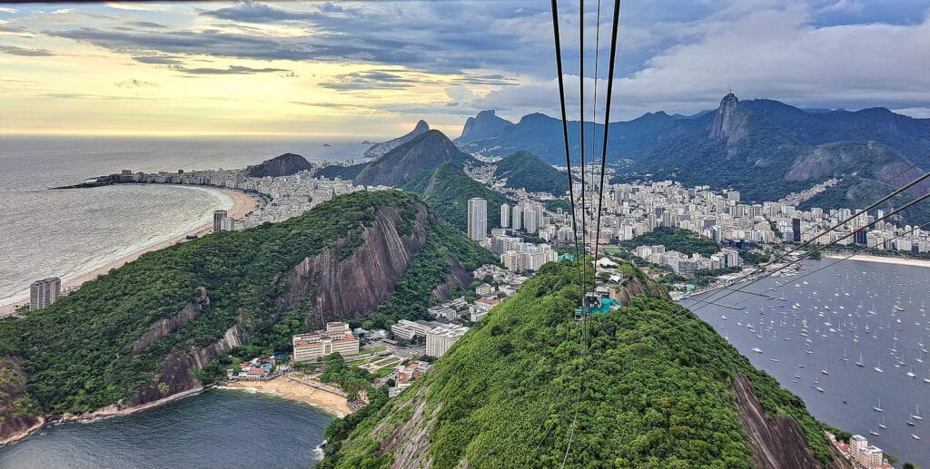 Copacabana beach in Rio de Janeiro, Brazil. Copacabana beach is the most famous beach of Rio de Janeiro, Brazil. Cityscape of Rio de Janeiro