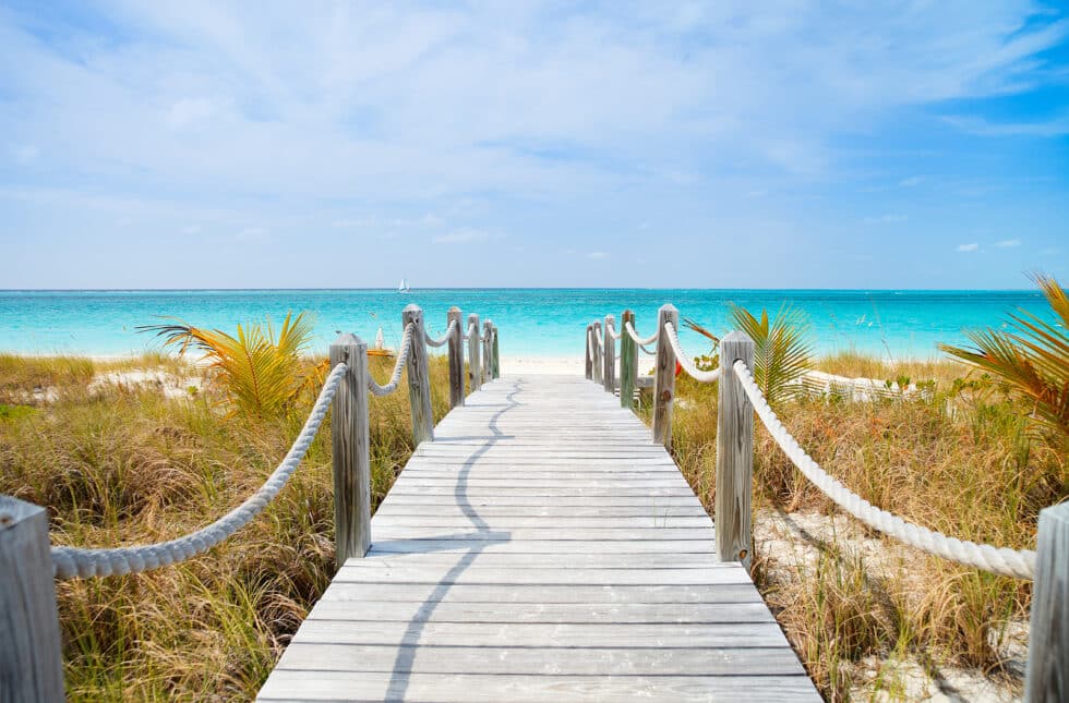 Beautiful beach at Caribbean Providenciales island in Turks and